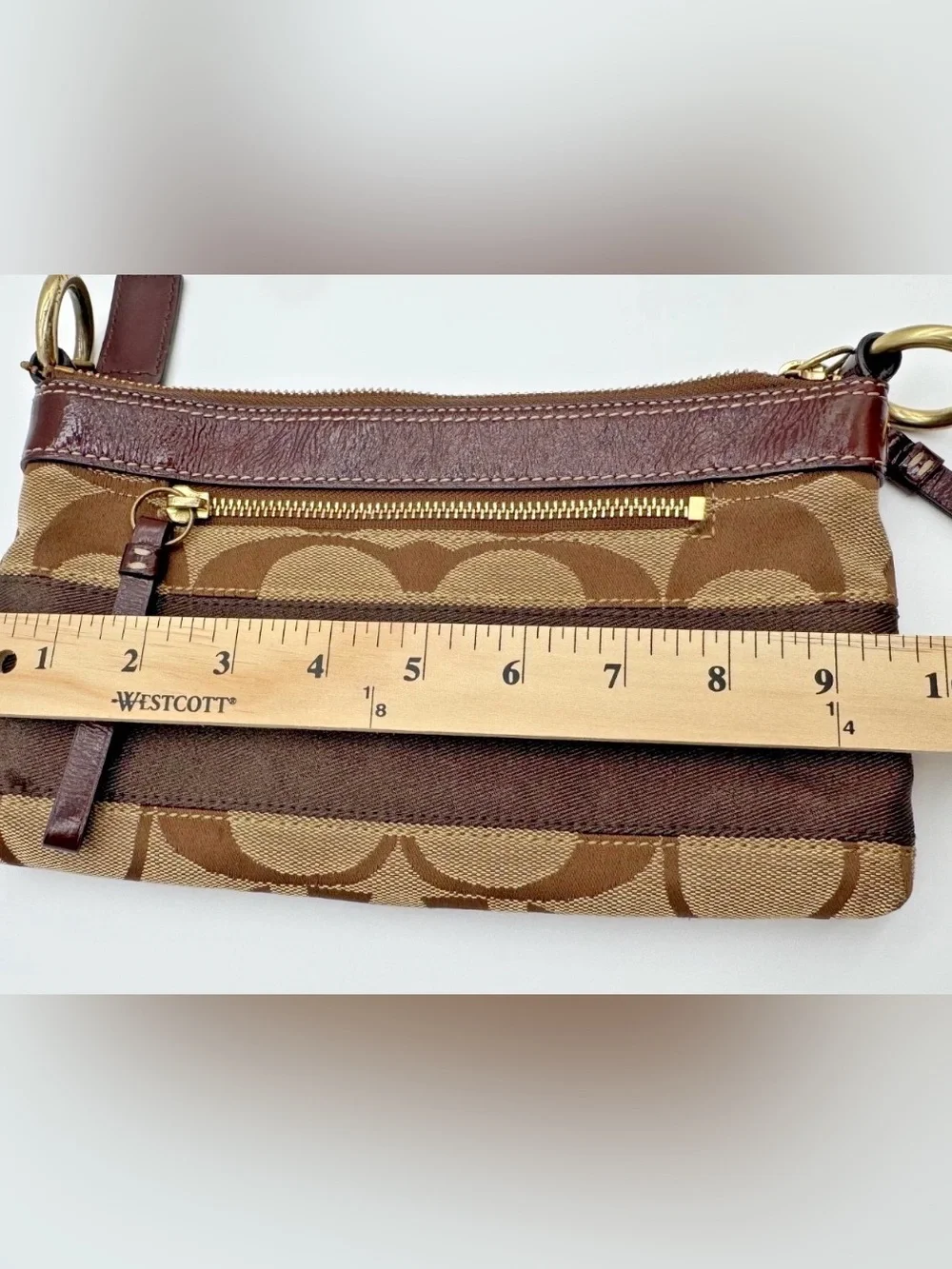 Coach Signature Brown Canvas Wristlet